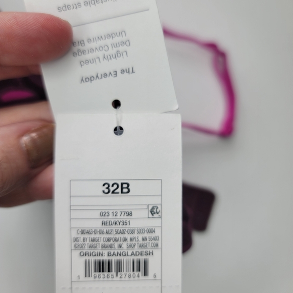 Auden Bra The Everyday Lightly Lined Demi Pink Floral Size 32B NWT - Picture 7 of 8